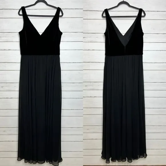 Mori Lee Black Velvet Chiffon Gown Dress Plus Size 16 - Picture 15 of 15